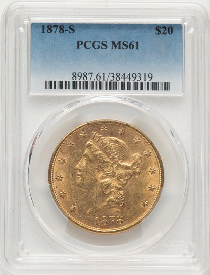 1878-S $20 Blue Gradient Liberty Double Eagle PCGS MS61