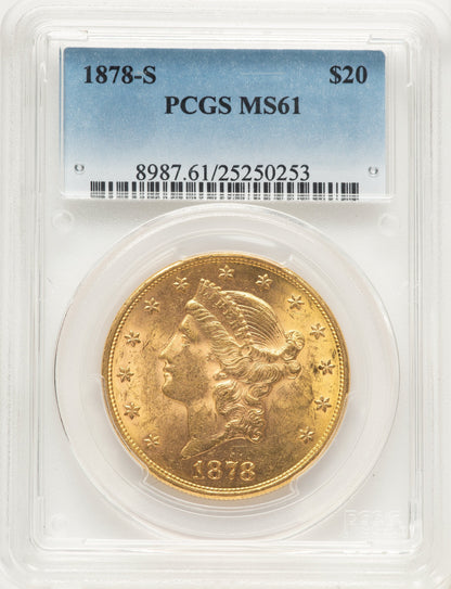 1878-S $20 Blue Gradient Liberty Double Eagle PCGS MS61
