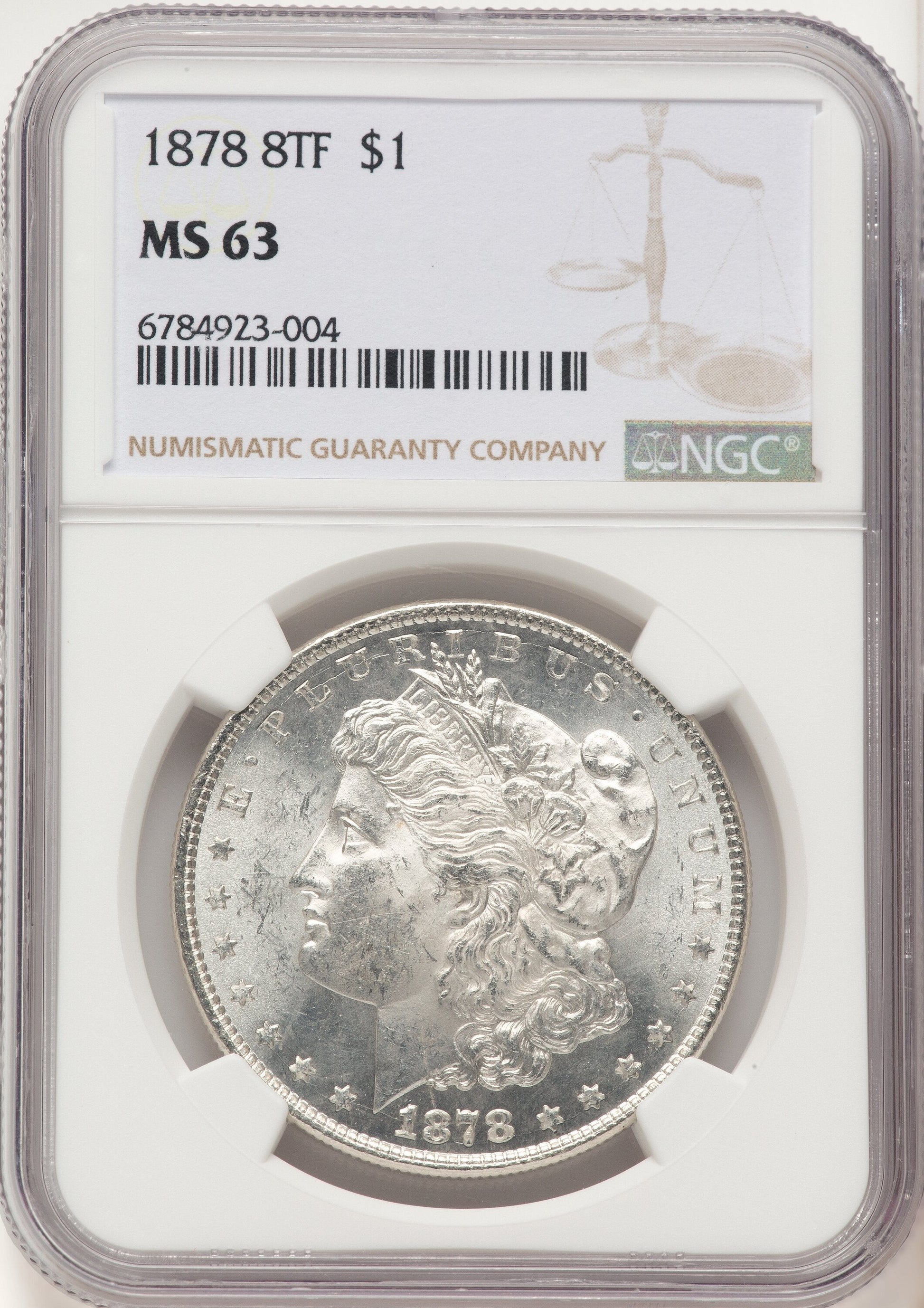 1878 8TF $1 VAM 12 Notched Star Morgan Dollar NGC MS63