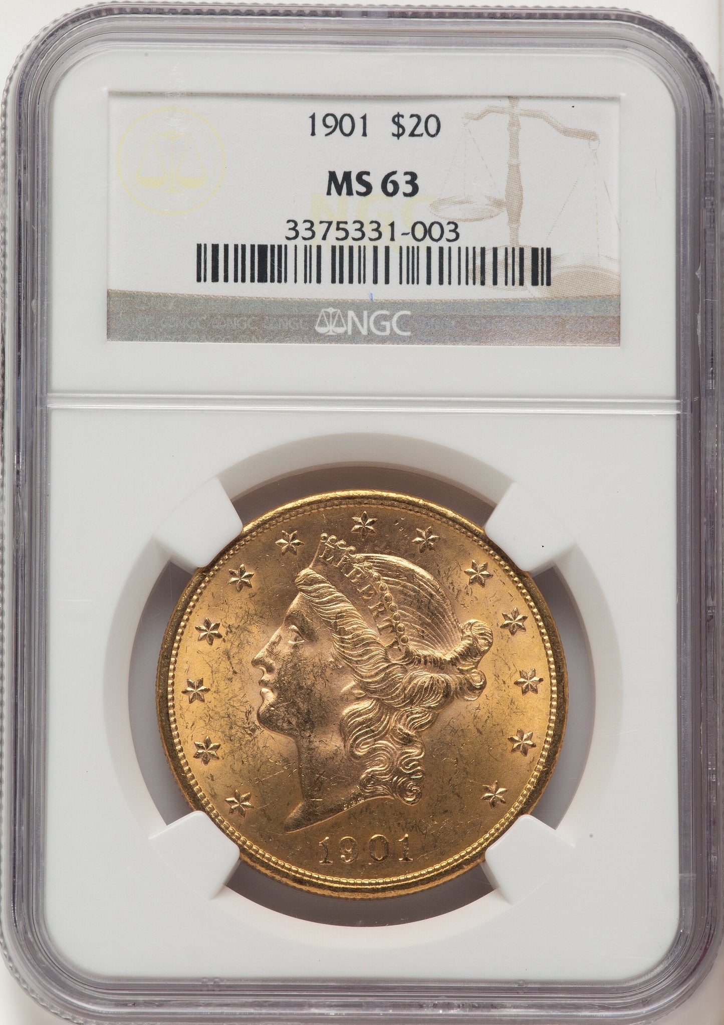 1901 $20 Liberty Double Eagle NGC MS63