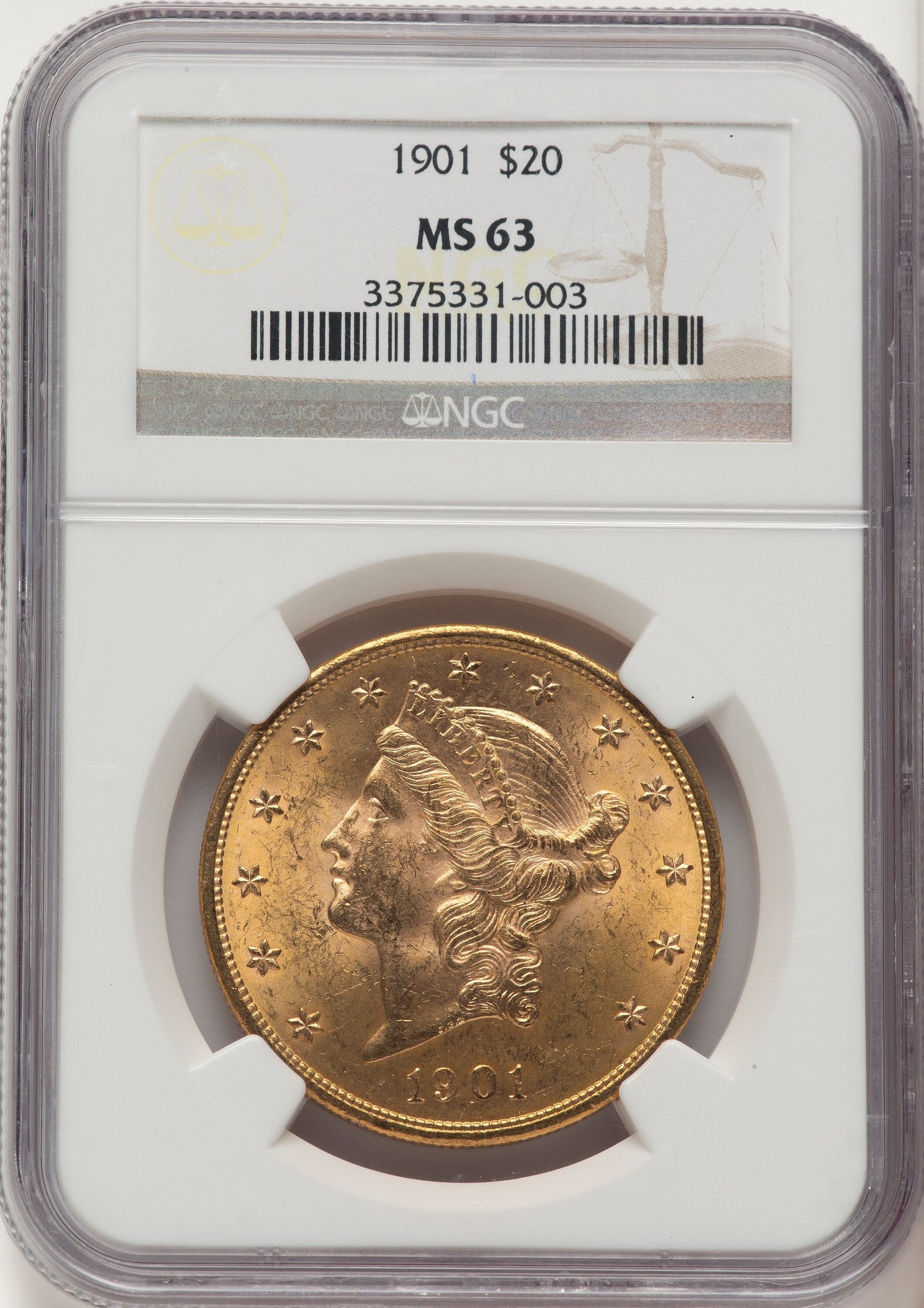1901 $20 Liberty Double Eagle NGC MS63