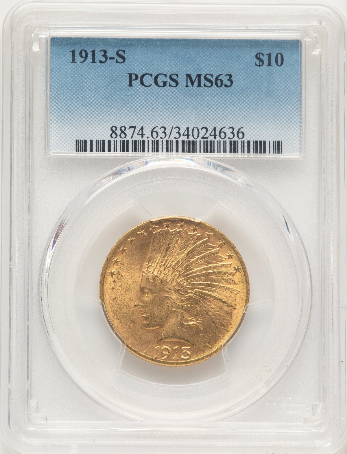 1913-S $10 Indian Eagle PCGS MS63