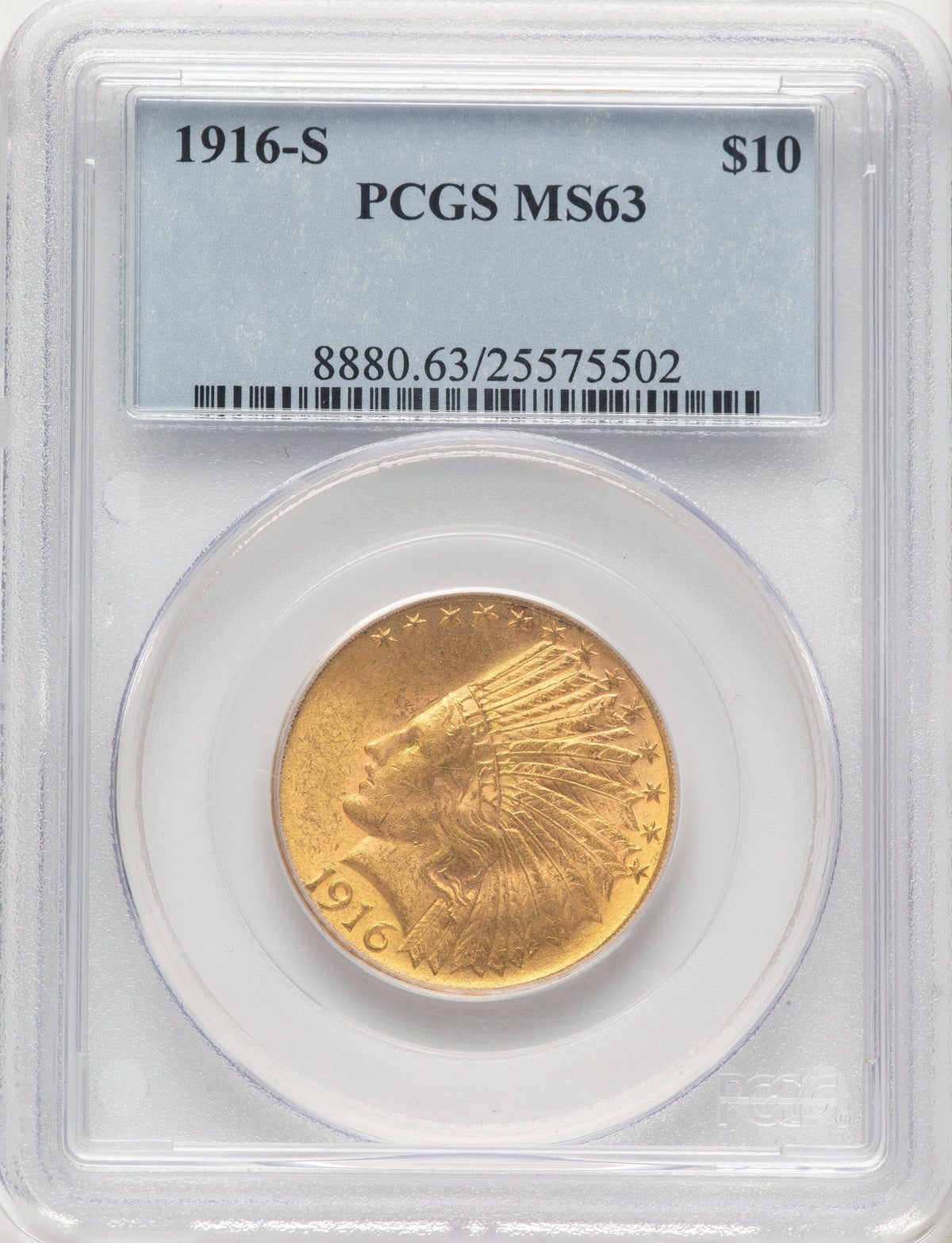1916-S $10 Indian Eagle PCGS MS63