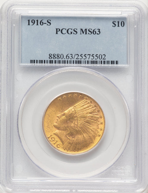 1916-S $10 Indian Eagle PCGS MS63