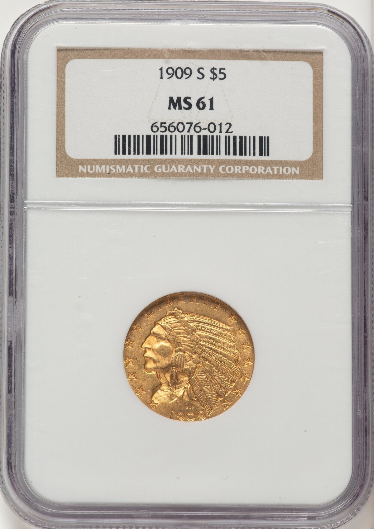 1909-S $5 Indian Half Eagle NGC MS61