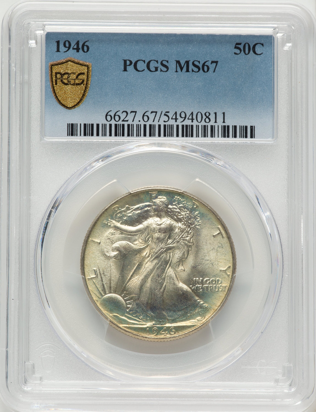 1946 50C Walking Liberty Half Dollar PCGS MS67
