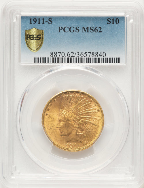 1911-S $10 Indian Eagle PCGS MS62