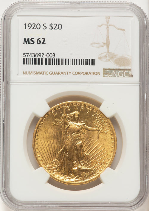 1920-S $20 Saint-Gaudens Double Eagle NGC MS62