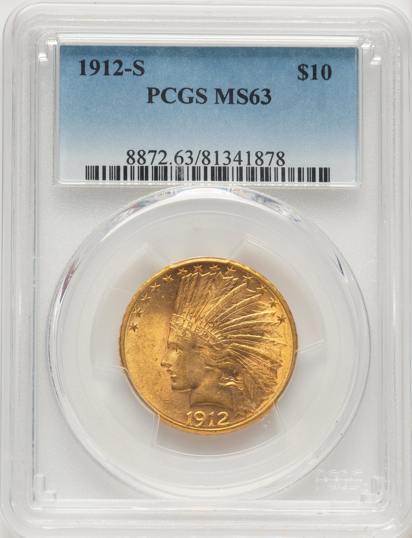 1912-S $10 Indian Eagle PCGS MS63
