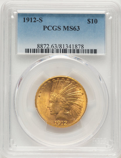 1912-S $10 Indian Eagle PCGS MS63