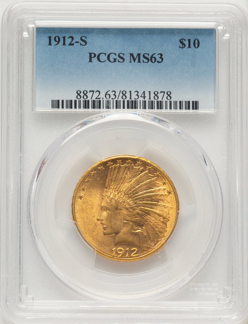 1912-S $10 Indian Eagle PCGS MS63