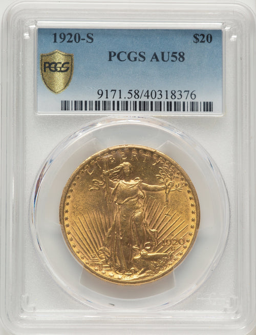 1920-S $20 Saint-Gaudens Double Eagle PCGS AU58