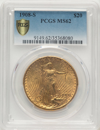 1908-S $20 Saint-Gaudens Double Eagle PCGS MS62