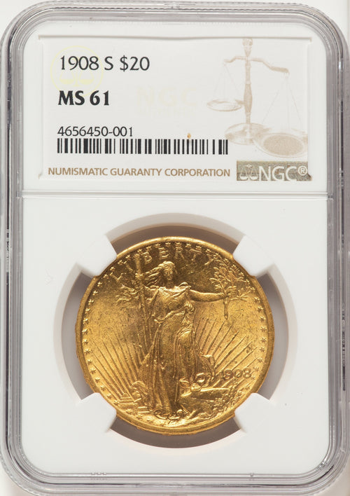 1908-S $20 Saint-Gaudens Double Eagle NGC MS61