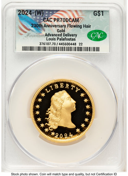 2024-(W) Gold 230th Anniversary Flowing Hair Medal Advanced Delivery Louis Palafoutas CACG PR70