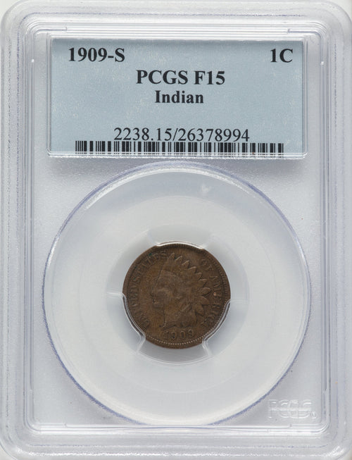 1909-S 1C Indian BN Indian Cent PCGS 15