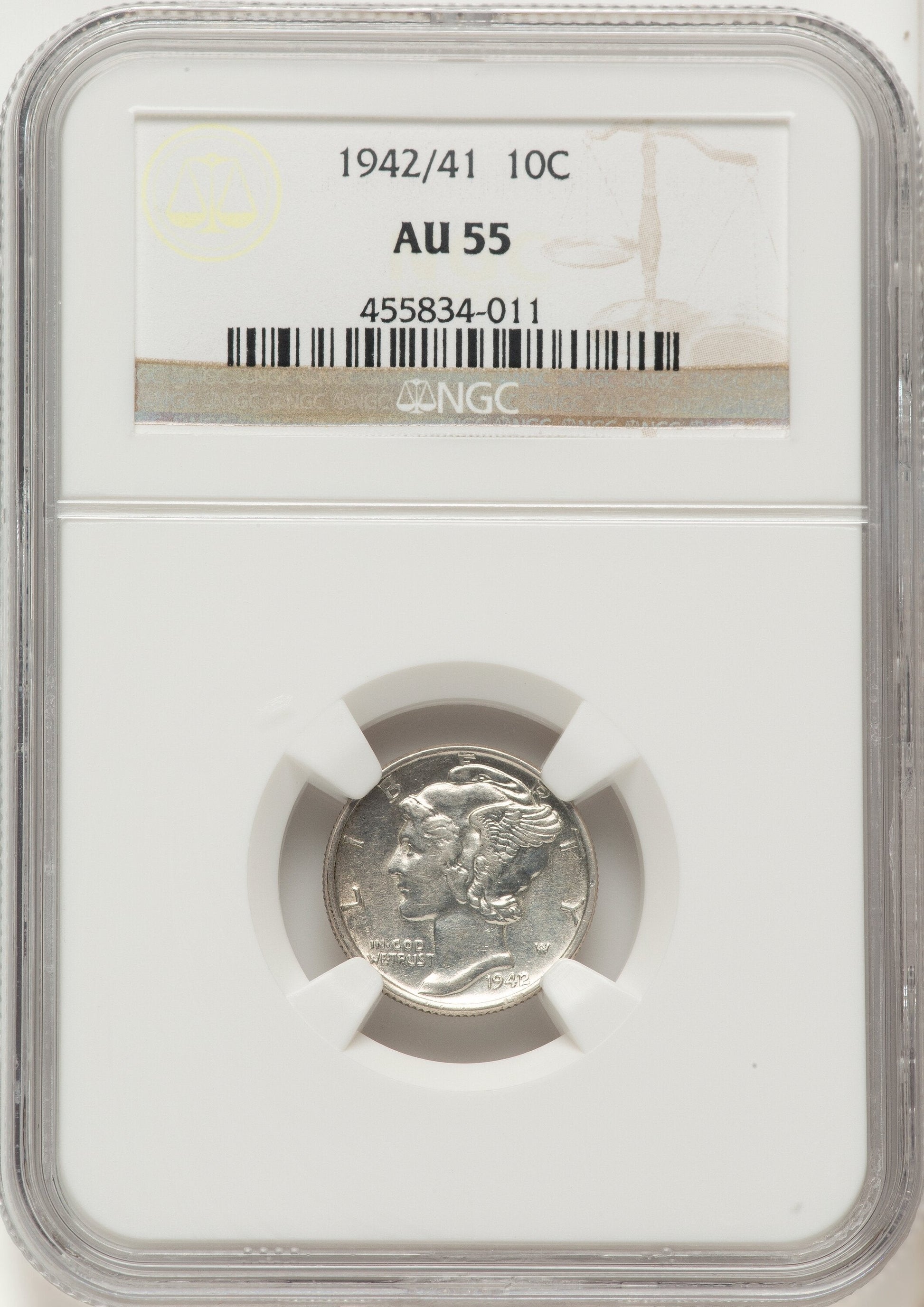 1942/1 10C FS-101 Mercury Dime NGC AU55