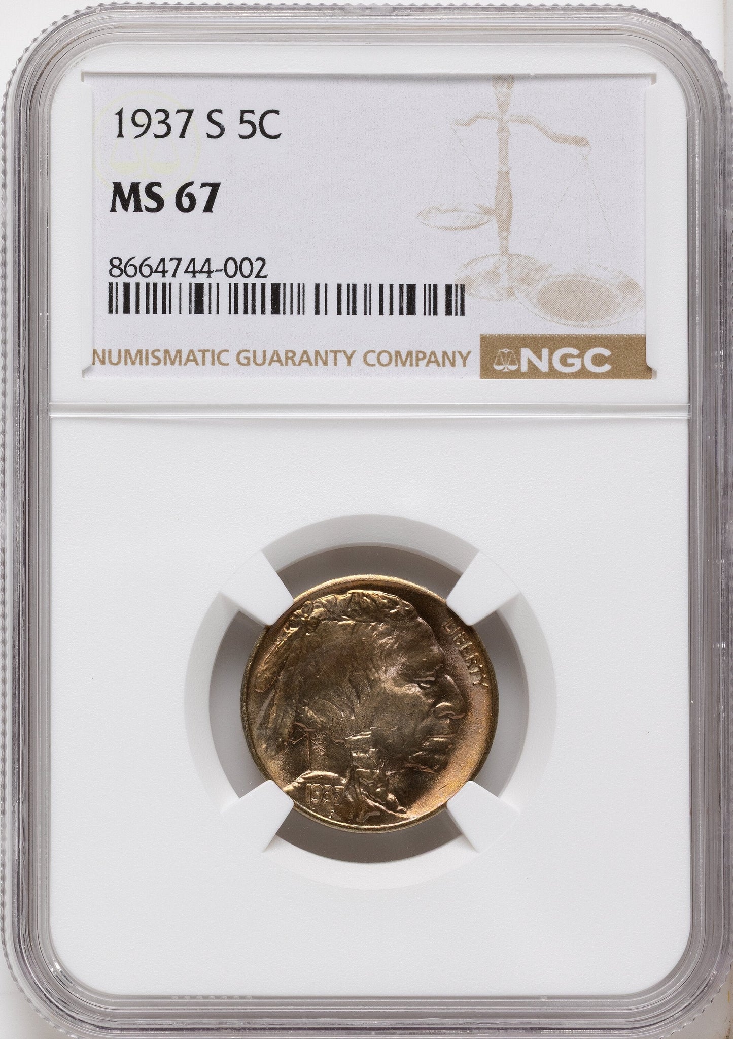 1937-S 5C Buffalo Nickel NGC MS67