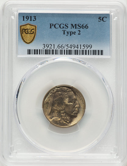 1913 Type Two Buffalo Nickel PCGS MS66