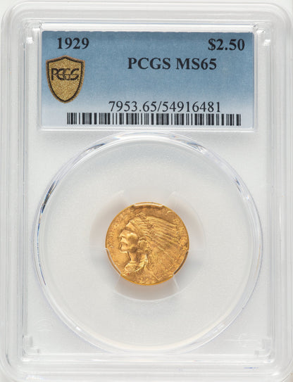 1929 $2.50 Indian Quarter Eagle PCGS MS65