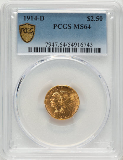 1914-D $2.50 Indian Quarter Eagle PCGS MS64