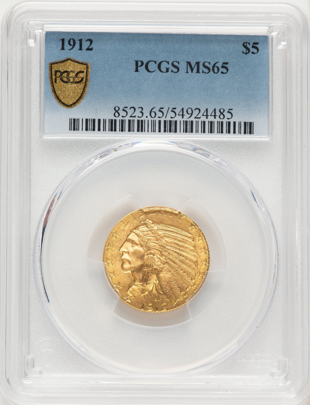 1912 $5 Indian Half Eagle PCGS MS65