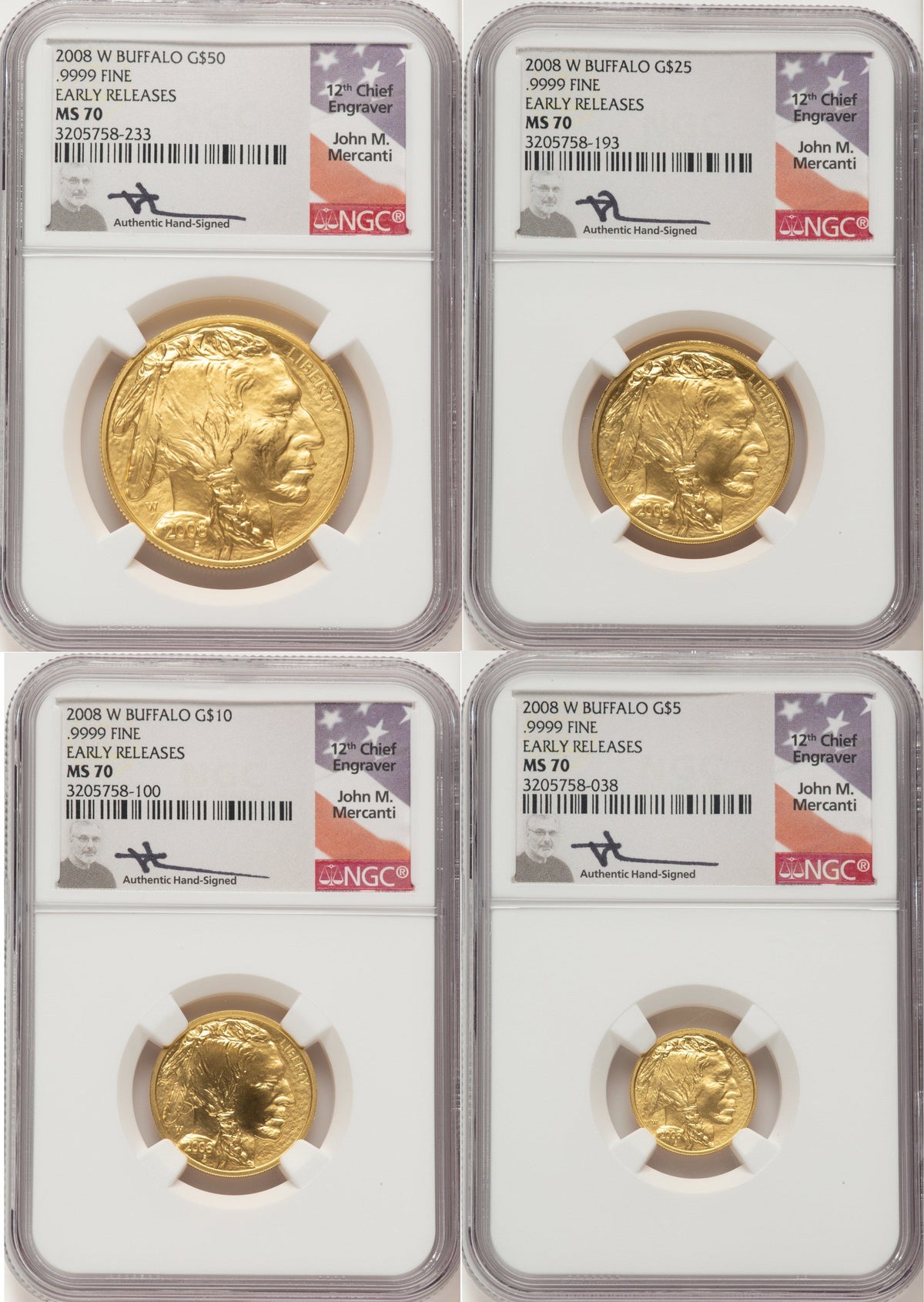 2008-W Burnished Gold Buffalo 1.85 oz ER John NGC MS70 Mercanti
