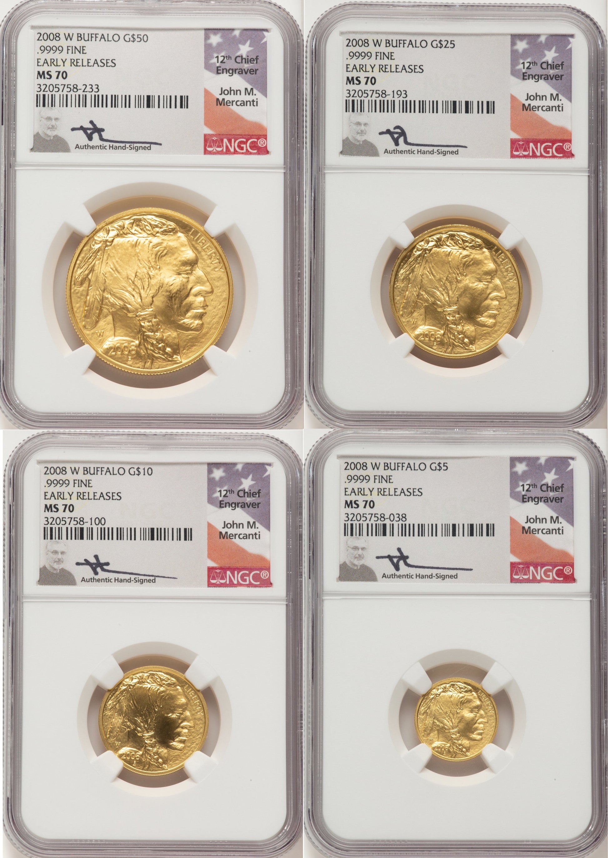2008-W Burnished Gold Buffalo 1.85 oz ER John NGC MS70 Mercanti