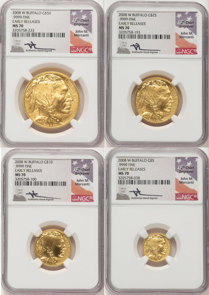 2008-W Burnished Gold Buffalo 1.85 oz ER John NGC MS70 Mercanti