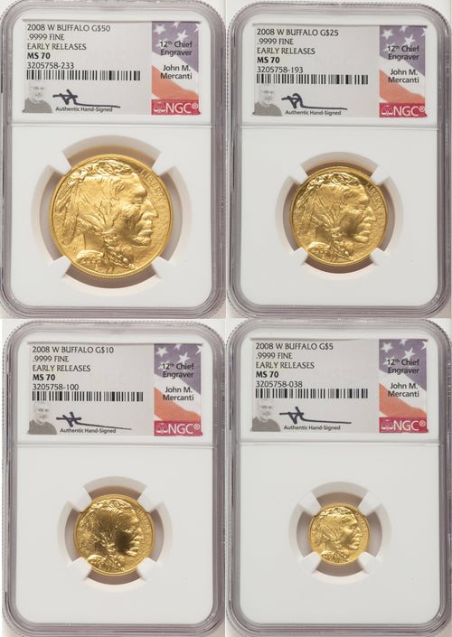 2008-W Burnished Gold Buffalo 1.85 oz ER John NGC MS70 Mercanti
