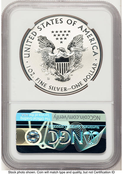 2019-S Enhanced Reverse Proof Silver Eagle 1 oz Baltimore Show Releases Trolley Label NGC PF70