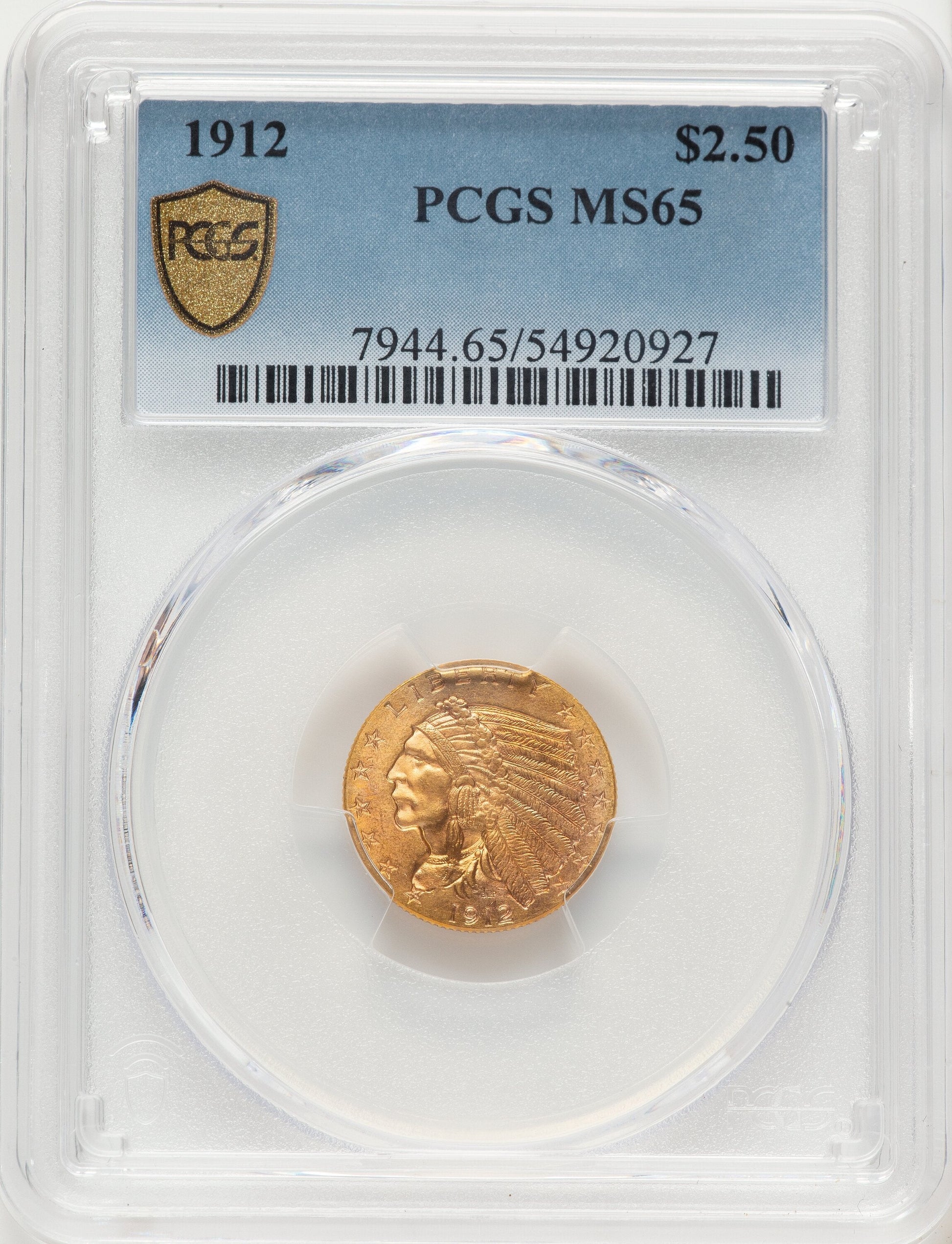 1912 $2.50 Indian Quarter Eagle PCGS MS65