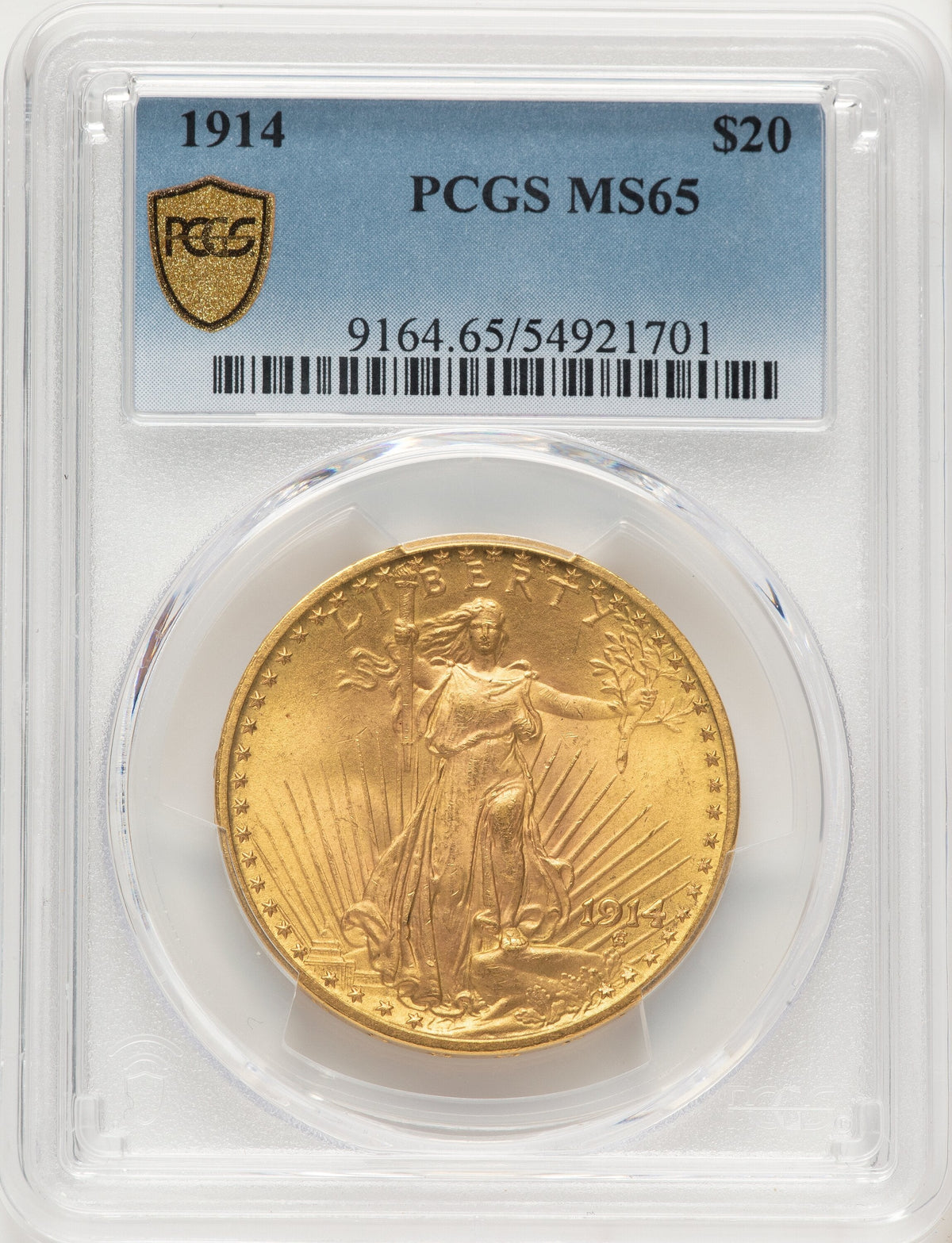1914 $20 Saint-Gaudens Double Eagle PCGS MS65