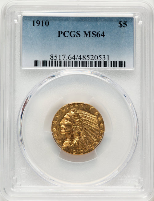 1910 $5 Indian Half Eagle PCGS MS64