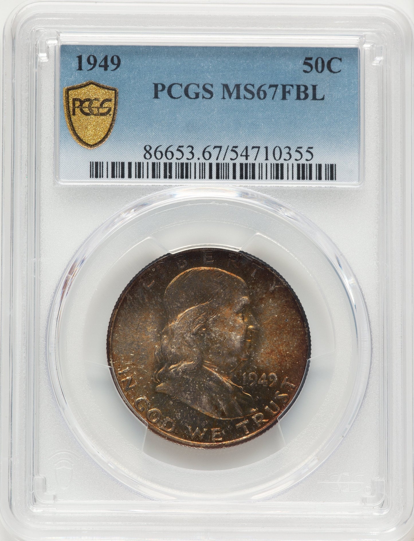 1949 50C FL Franklin Half Dollar PCGS MS67