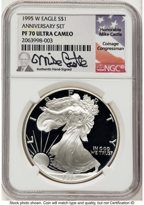 1995-W Proof Silver Eagle 1 oz Mike Castle NGC PF70