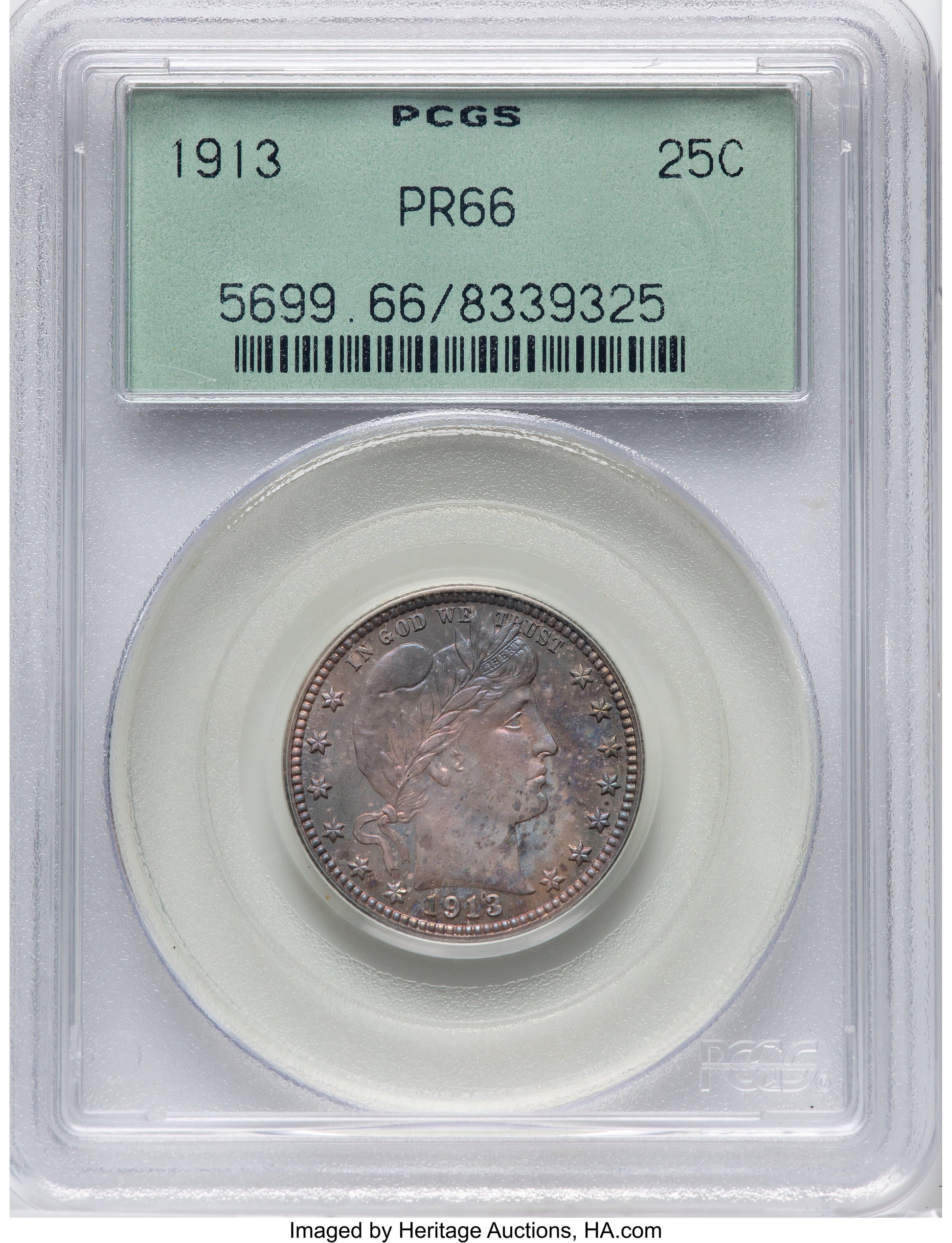 1913 25C Proof Barber Quarter PCGS PR66