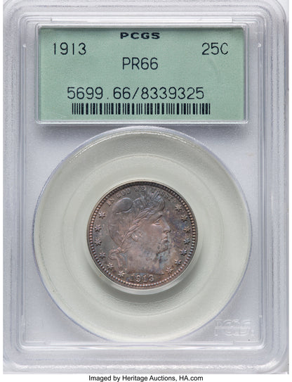 1913 25C Proof Barber Quarter PCGS PR66
