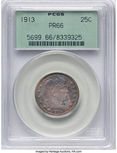 1913 25C Proof Barber Quarter PCGS PR66