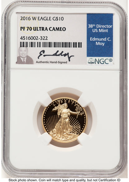 2016-W Proof Gold Eagle 1/4 oz NGC PF70 Ed Moy