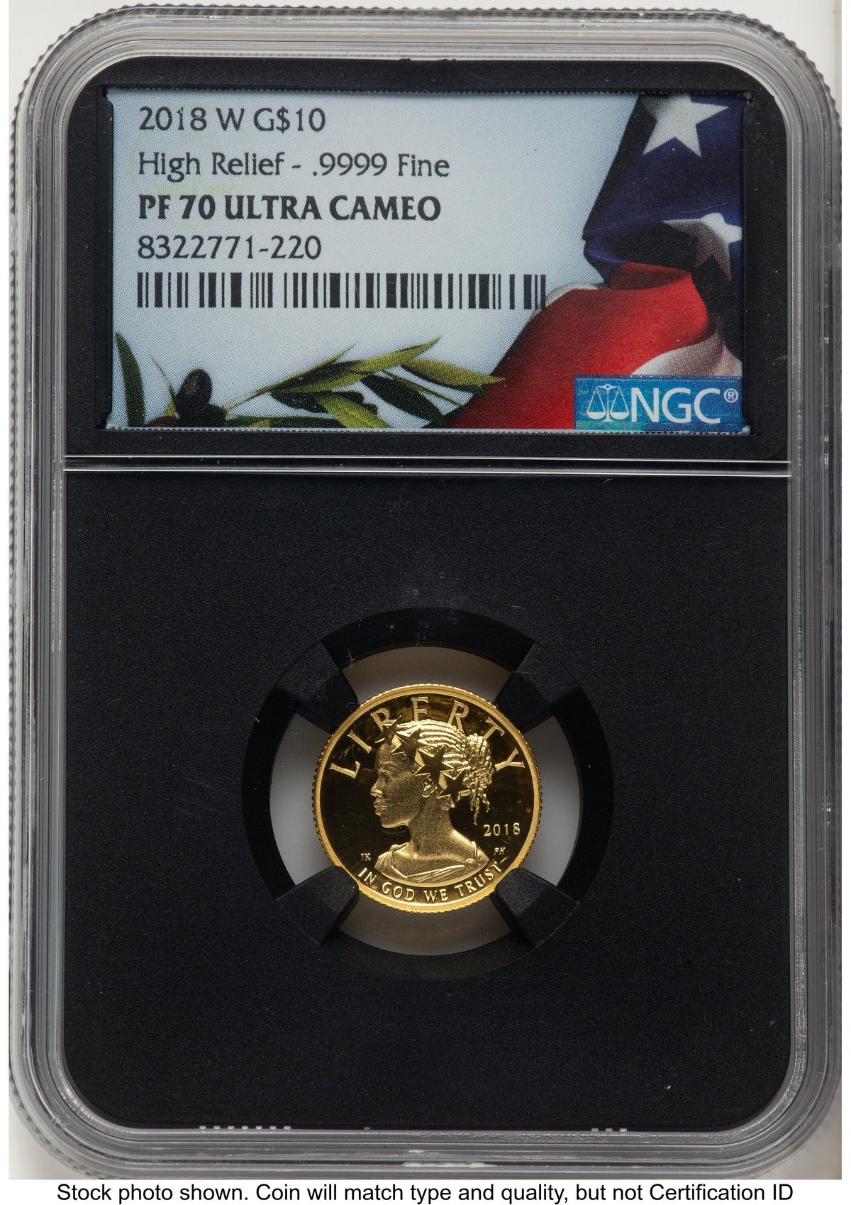 2018-W G$10 American Liberty High Relief Bunting Flag NGC PF70