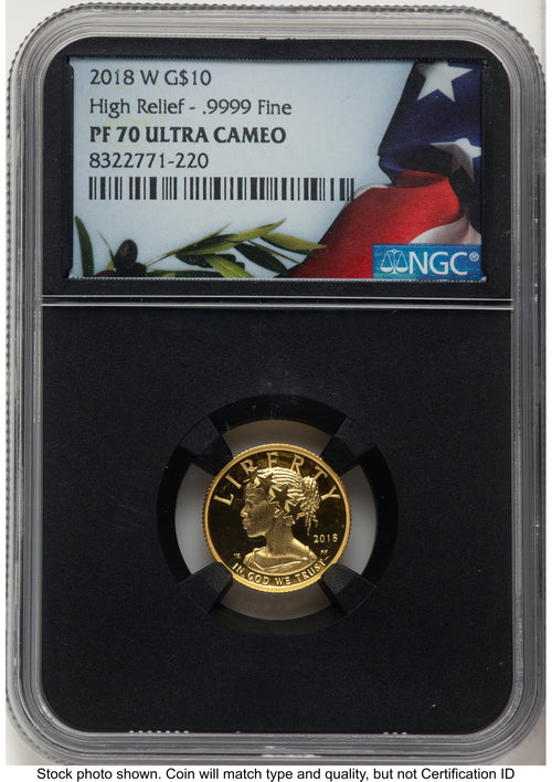2018-W G$10 American Liberty High Relief Bunting Flag NGC PF70