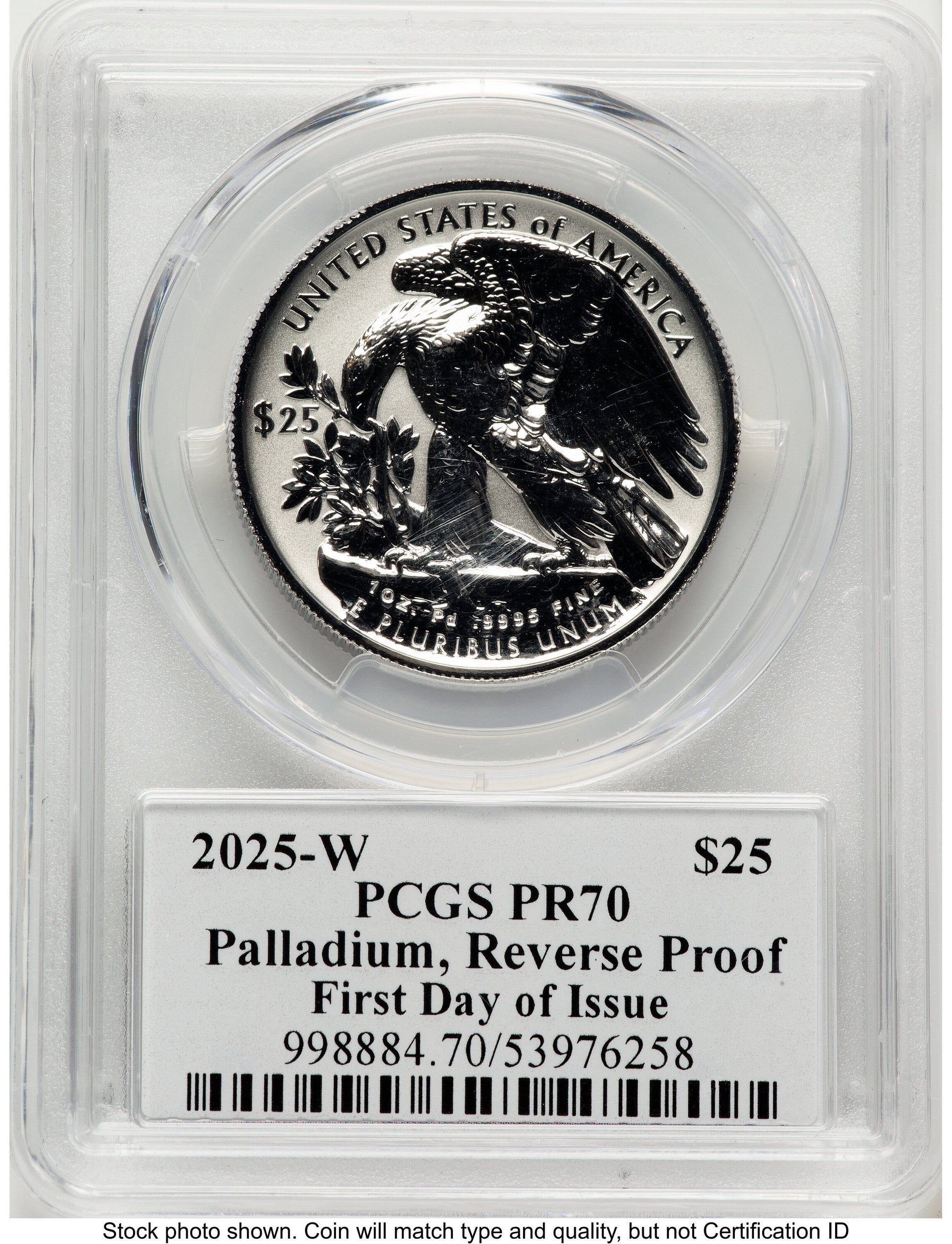 2025-W Palladium Eagle 1 oz REV FDI David Hall PCGS PR70