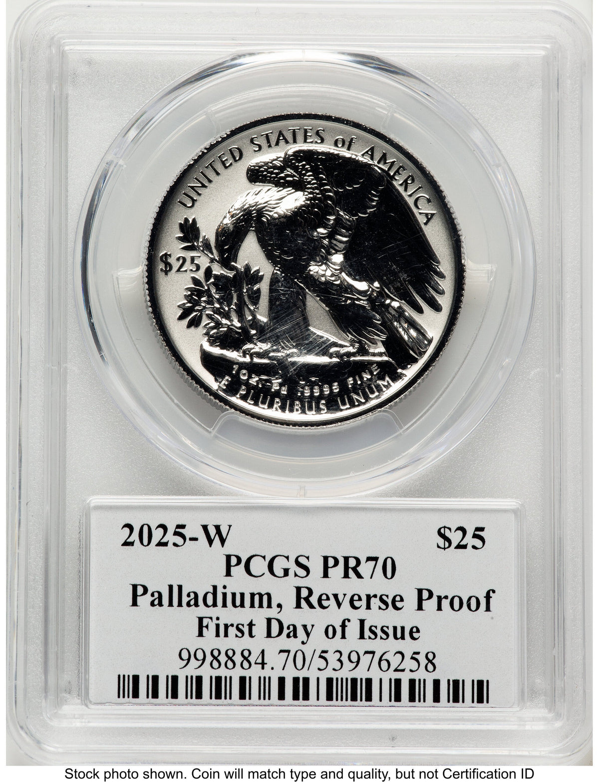 2025-W Palladium Eagle 1 oz REV FDI David Hall PCGS PR70
