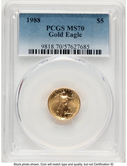 1988 Gold Eagle 1/10 oz Blue Gradient PCGS MS70