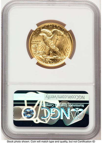 2016-W 50C Walking Liberty 100th Anniversary Gold Centennial ER Angela Buchanan NGC MS70