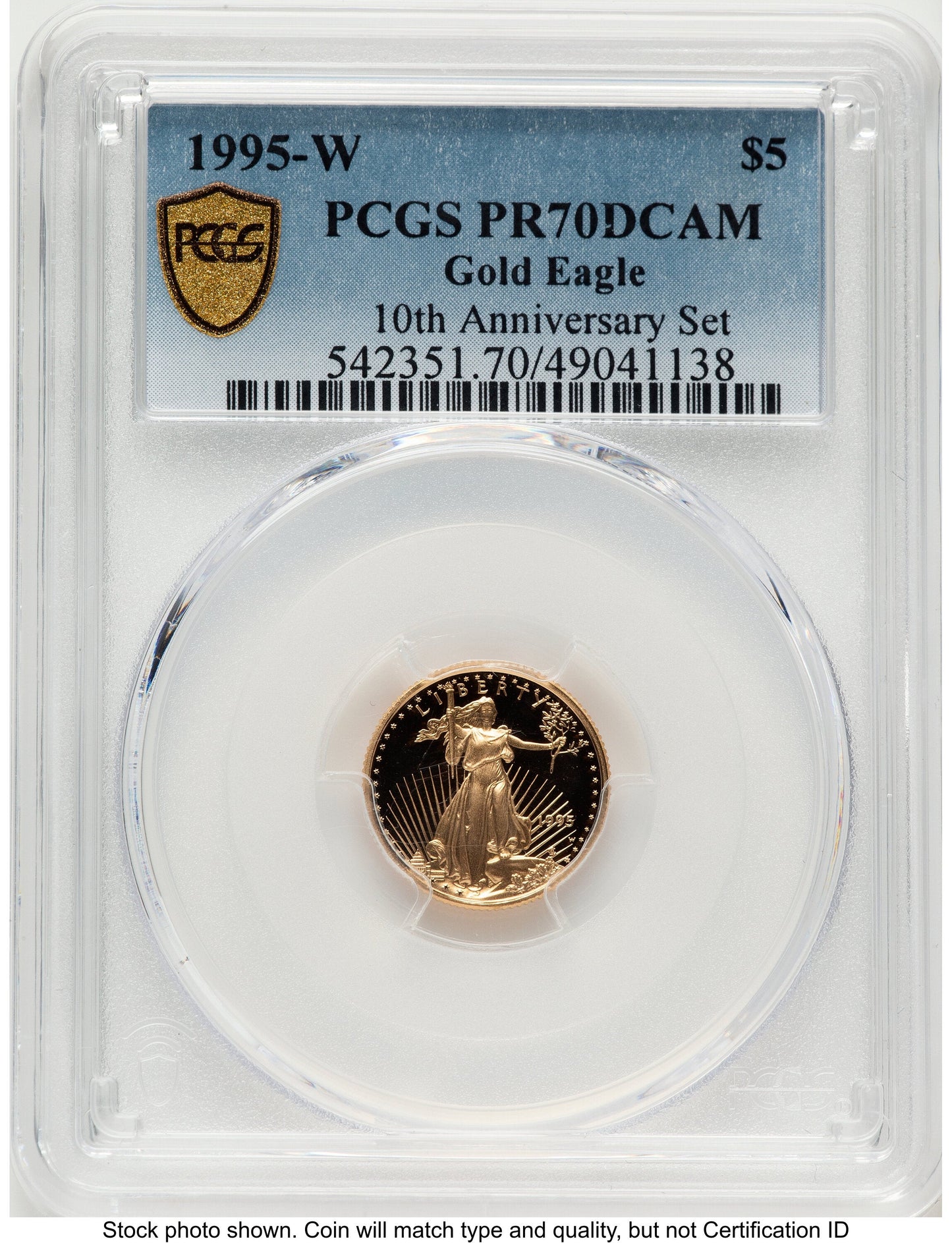 1995-W Proof Gold Eagle 1/10 oz Blue Gradient PCGS PR70
