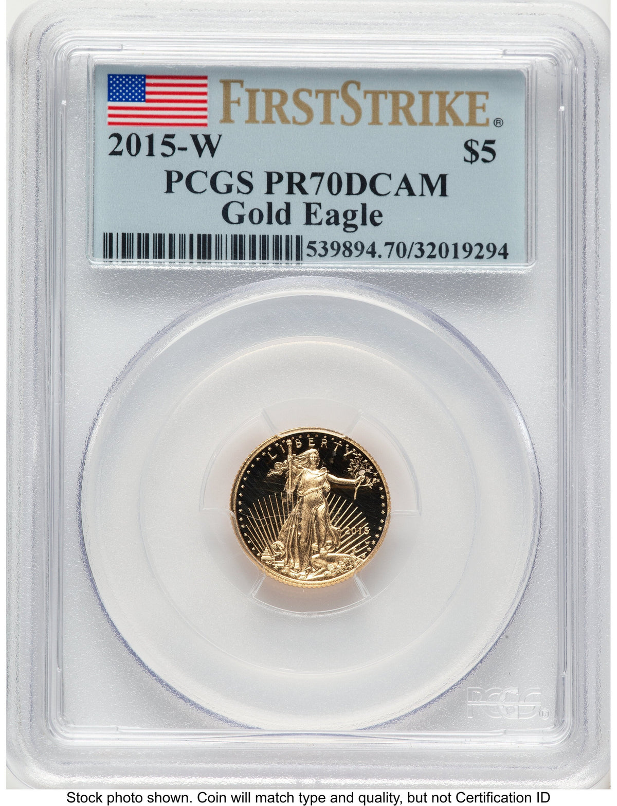 2015-W Proof Gold Eagle 1/10 oz FS Flag PCGS PR70