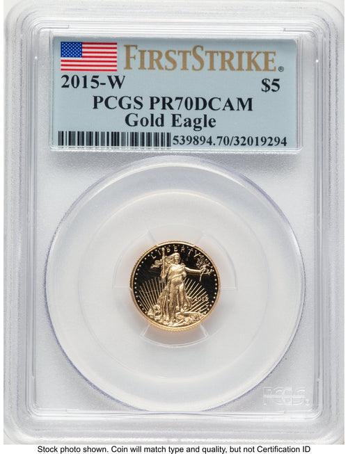 2015-W Proof Gold Eagle 1/10 oz FS Flag PCGS PR70