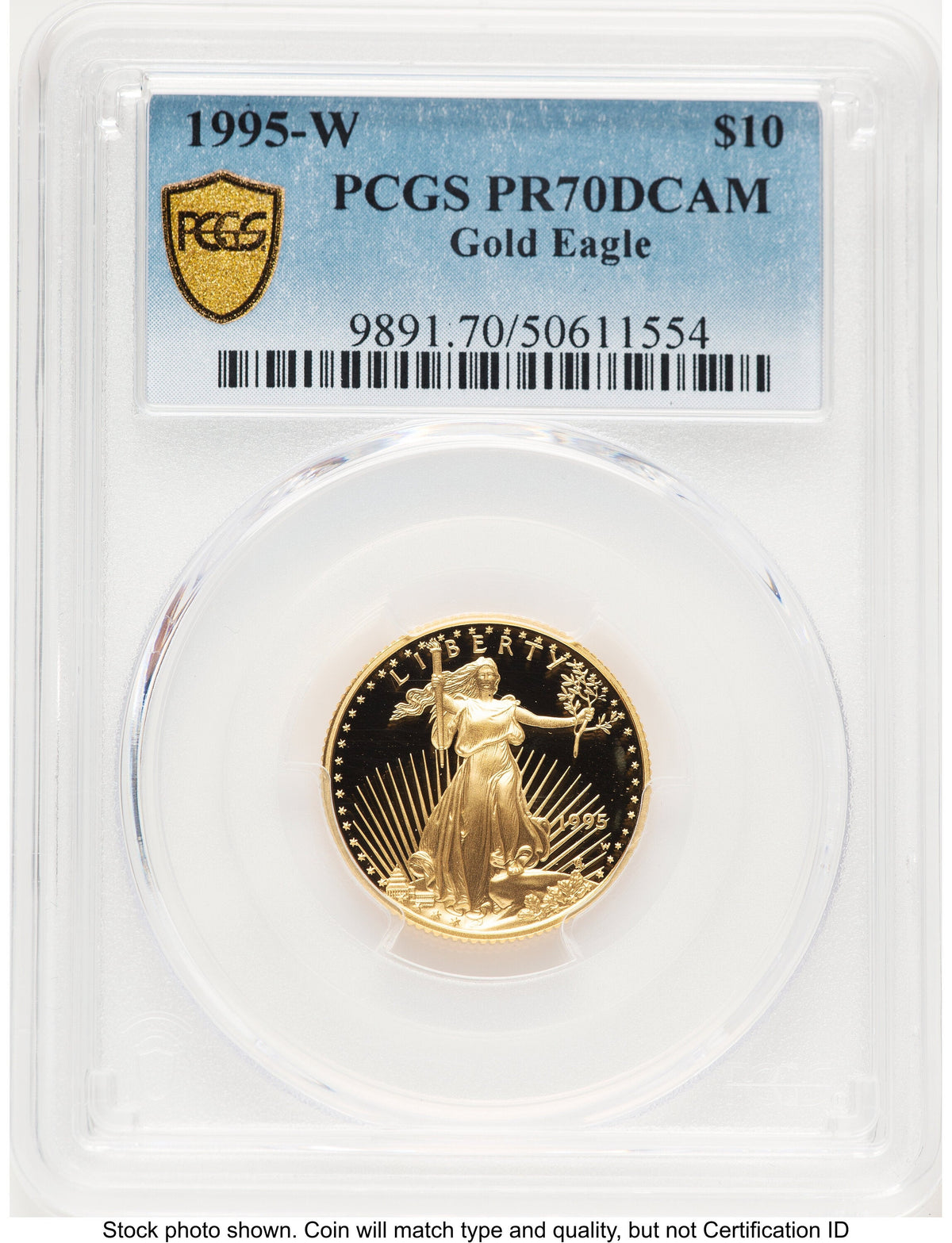 1995-W Proof Gold Eagle 1/4 oz Blue Gradient PCGS PR70